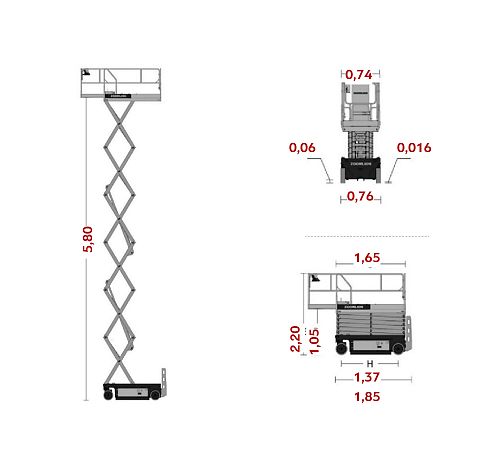 Схема размеров подъемной техники ARLIFT