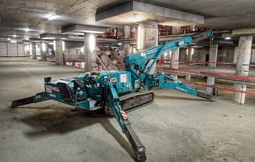 Монтаж внутри помещения мини-краном Арлифт