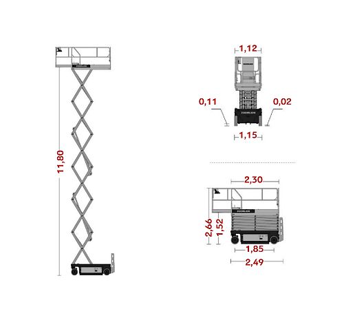 Схема размеров подъемной техники ARLIFT