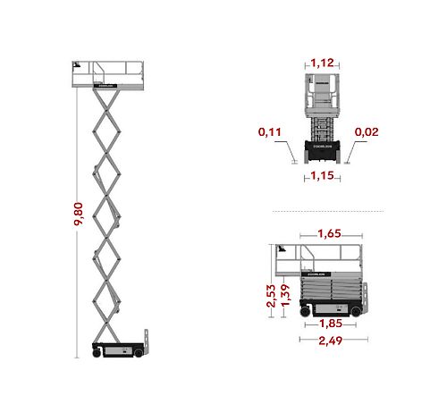 Схема размеров подъемной техники ARLIFT